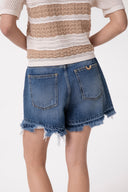 SHORT IN DENIM CON MORSETTO LOGATO SUL RETRO TASCA