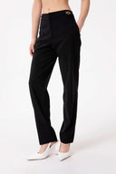 PANTALONE SLIM IN CADY CON MORSETTI ORO SU CINTO