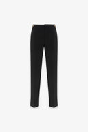 PANTALONE SLIM IN CADY CON MORSETTI ORO SU CINTO