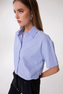 CAMICIA A MEZZA MANICA IN BASTONETTO DI COTONE