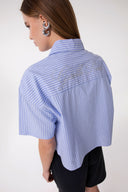 CAMICIA A MEZZA MANICA IN BASTONETTO DI COTONE