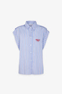 CAMICIA A MANICA KIMONO CORTA IN BASTONETTO DI COTONE