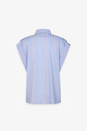 CAMICIA A MANICA KIMONO CORTA IN BASTONETTO DI COTONE