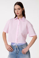 CAMICIA A MEZZA MANICA IN POPELINE DI COTONE