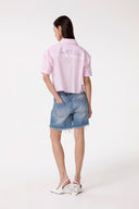 CAMICIA A MEZZA MANICA IN POPELINE DI COTONE