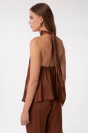 TOP A FAZZOLETTO COLLO HALTER IN RASO