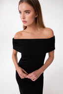 ABITO MIDI CON COLLO SCHIFFER E SPACCO IN PUNTO MILANO