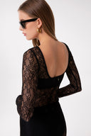 BODY CON SCOLLATURA SUL RETRO IN PIZZO