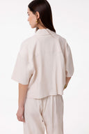 CAMICIA A MEZZA MANICA CROPPED IN MISTOLINO