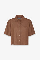 CAMICIA A MEZZA MANICA CROPPED IN MISTOLINO