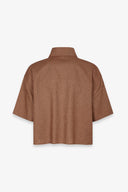CAMICIA A MEZZA MANICA CROPPED IN MISTOLINO