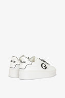 SNEAKERS ADDICT IN ACTION LEATHER CON LACCI LOGATI E G IN STRASS NERI SU TOMAIA