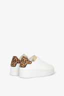 SNAKERS ADDICT IN ACTION LEATHER CON INSERTO ANIMALIER E PASSALACCIO LOGATO