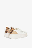 SNEAKERS NEW ADDICT IN ACTION LEATHER CON INSERTI ANIMALIER E PASSALACCIO LOGATO