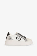 SNEAKERS NEW ADDICT IN ACTION LEATHER INSERTI ARGENTO E LOGO CON STRASS
