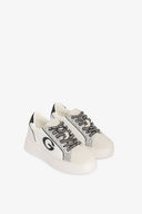 SNEAKERS NEW ADDICT IN ACTION LEATHER INSERTI ARGENTO E LOGO CON STRASS