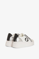 SNEAKERS NEW ADDICT IN ACTION LEATHER INSERTI ARGENTO E LOGO CON STRASS