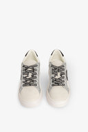 SNEAKERS NEW ADDICT IN ACTION LEATHER INSERTI ARGENTO E LOGO CON STRASS