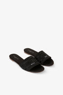 SANDALO FLAT IN SATIN CON STRASS