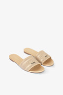 SANDALO FLAT IN SATIN CON STRASS