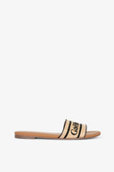 SANDALO FLAT IN RAFFIA CON LOGO RICAMATO