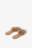 SANDALO FLAT IN RAFFIA CON LOGO RICAMATO