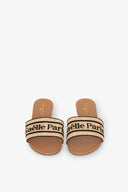 SANDALO FLAT IN RAFFIA CON LOGO RICAMATO