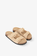 SANDALO IN RAFFIA CON DOPPIA FIBBIA
