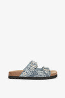 SANDALO IN DENIM CON RIVETTO PERSONALIZZATO E DOPPIA FIBBIA