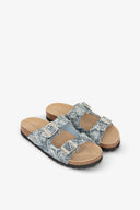 SANDALO IN DENIM CON RIVETTO PERSONALIZZATO E DOPPIA FIBBIA