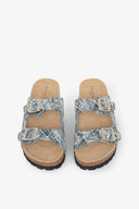 SANDALO IN DENIM CON RIVETTO PERSONALIZZATO E DOPPIA FIBBIA