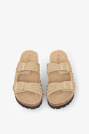 SANDALO IN SUEDE CON DOPPIA FIBBIA E BORCHIE