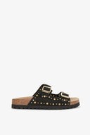 SANDALO IN SUEDE CON DOPPIA FIBBIA E BORCHIE
