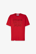 T-SHIRT PARICOLLO MEZZA MANICA IN JERSEY CON RICAMO TRAFORATO