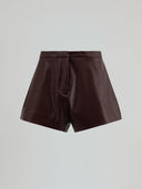 Straight shorts in eco-leather