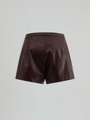 Straight shorts in eco-leather