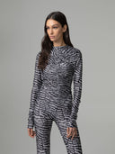 TOP STAMPATO A MANICA LUNGA ARRICCIATO CON ZIP