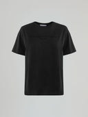 T-shirt paricollo mezza manica con logo embossed