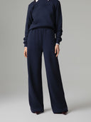 PANTALONE STRAIGHT IN FELPA CON RICAMO LOGO