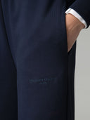 PANTALONE STRAIGHT IN FELPA CON RICAMO LOGO