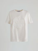 T-shirt in jesey paricollo mezza manica con applicazione logo davanti