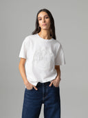 T-SHIRT IN JESEY PARICOLLO MEZZA MANICA CON APPLICAZIONE LOGO DAVANTI