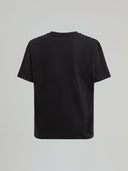 T-SHIRT PARICOLLO MEZZA MANICA CON STAMPA E APPLICAZIONE STRASS