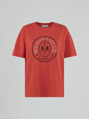 T-shirt paricollo mezza manica con stampa e applicazione strass