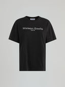 T-shirt paricollo mezza manica con logo strass sul davanti