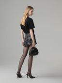 T-SHIRT PARICOLLO MEZZA MANICA CON LOGO STRASS SUL DAVANTI