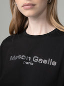 T-SHIRT PARICOLLO MEZZA MANICA CON LOGO STRASS SUL DAVANTI