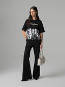 T-SHIRT PARICOLLO MEZZA MANICA CON INSERTO PAILLETTES