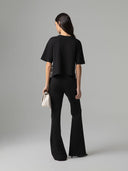 T-SHIRT PARICOLLO MEZZA MANICA CON INSERTO PAILLETTES