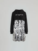 FELPA CON CAPPUCCIO OVER CON INSERTO IN PAILLETTES